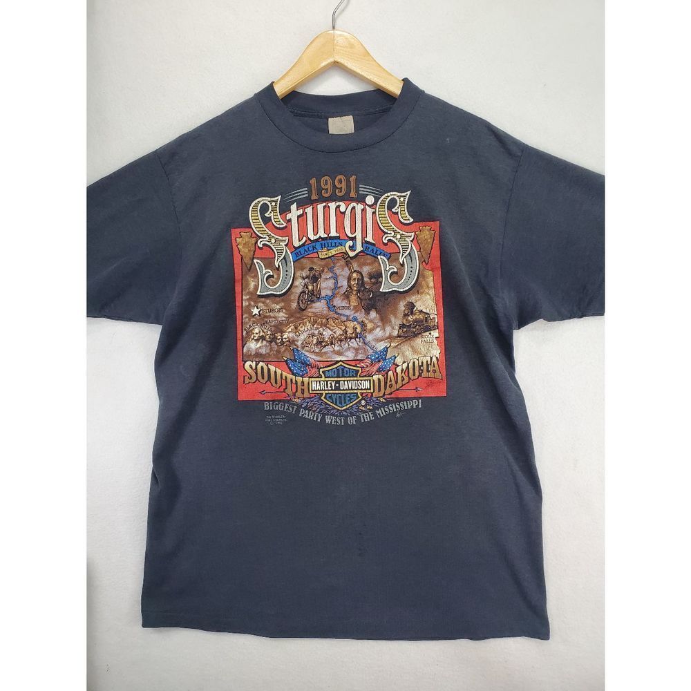 Vintage 1991 Sturgis Rapid City, SD Harley-Davidson Men's T-Shirt Size XL